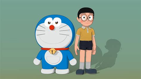 Doraemon And Nobita 3d Model Toon Shader Youtube