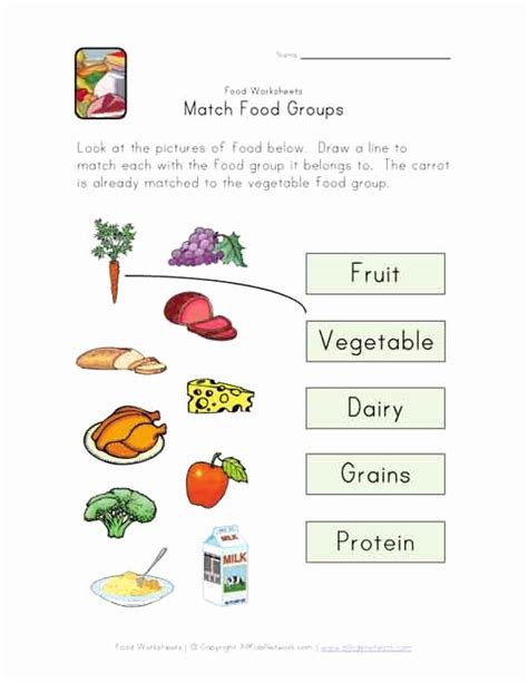 Five Food Groups Worksheets Unique Match Food Groups Worksheet Simple