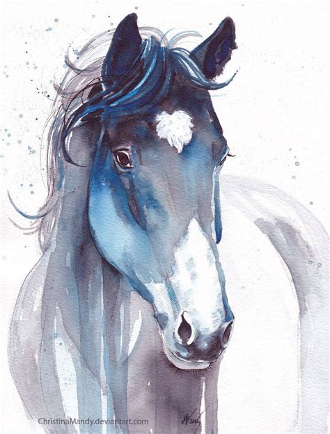A Cold Day Of Winter Watercolor Horse Painting Horse Painting