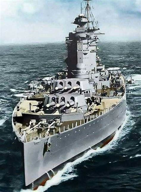 Battleship Hms Rodney 29 Bow Viewclose Up Colorized Royal