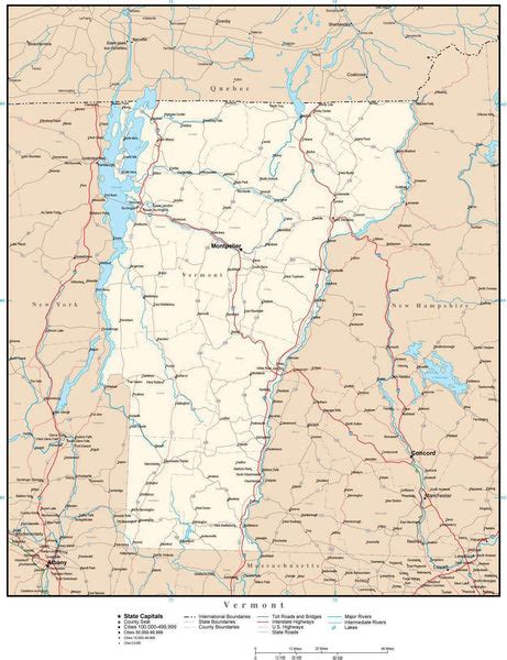 Vermont Map In Adobe Illustrator Vector Format