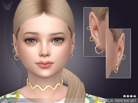 Camelia Earrings Set For Kids Giuliettasims Sims 4 Piercings Sims