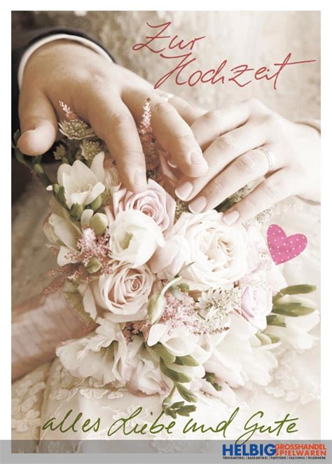Zu eurem großen tag wünschen wir euch, dass eure liebe immer stärker wird und ihr euch immer gerne an eure hochzeit zurück erinnert. Glückwunschkarte Hochzeit "...alles Liebe und Gute"-01054A