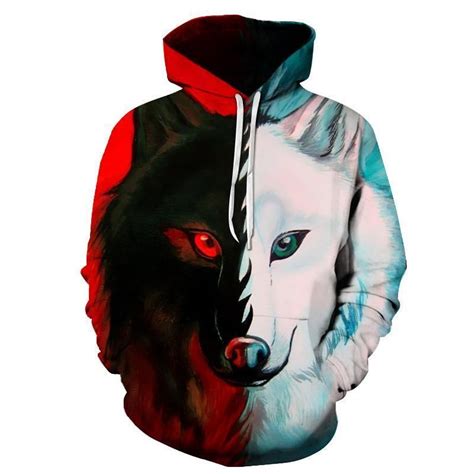 Two Tone Black And White Wolf Wolves Hoodie Sweater Cozzoo Wolf