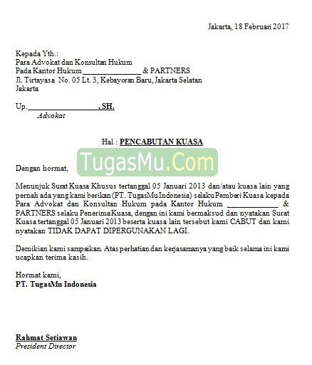 Surat kuasa ada banyak sekali jenis serta formatnya, tergantung pada kebutuhan. Contoh Surat Kuasa Khusus Advokat