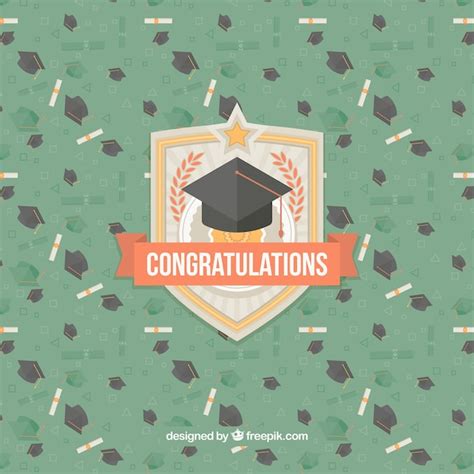 Free Vector Green Background With Graduation Caps And Diplomas