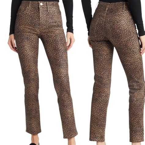 frame denim jeans frame le sylvie slender straight coated leopard poshmark