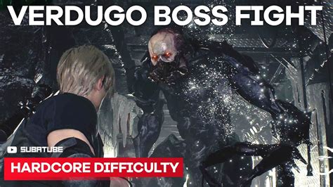 Resident Evil 4 Remake Verdugo Boss Fight Hardcore Youtube