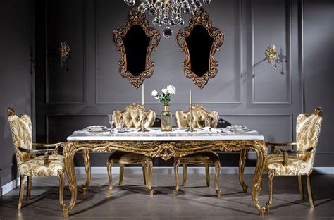 Casa Padrino Luxury Baroque Dining Room Set White Gold 1 Dining