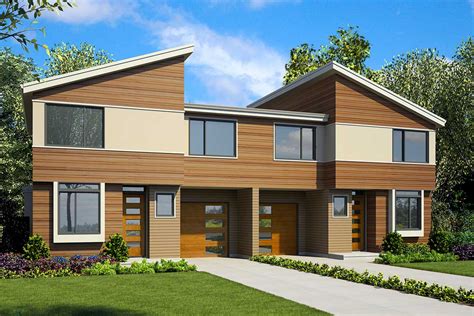 Modern Duplex House Plan With Symmetrical 3 Bed Units