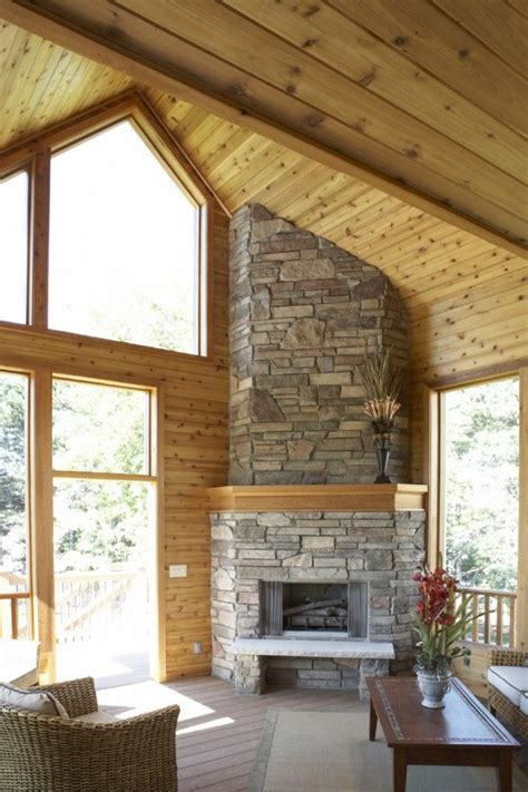 The most common fireplace front material is wood. Corner fireplace .. don't like the wood mantel or the ...