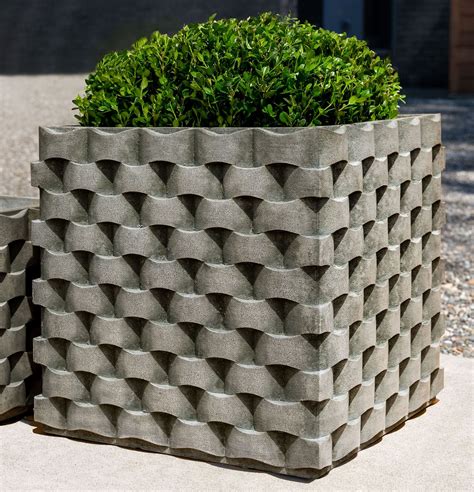 Campania M Weave Square Planter Cast Stone All Sizes Leisure Living