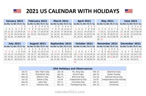 United States 2021 Year 2021 Calendar With Holidays Usa 2022 Calendar