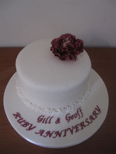 Ruby Wedding Anniversary Cake With Sugar Peony Vanessa Anne Flickr