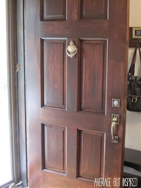 Dark purple, dark brown, black stains indicates manganese ions. How to Refinish an Exterior Door The Easy Way