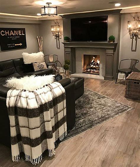Paint the ceiling and walls white to make a small basement seem larger. Woman cave? Basement decor | Home, House styles, Cozy house