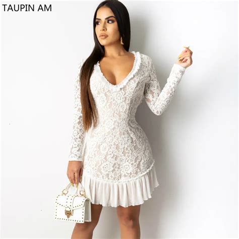 Boho Seethrough Women Party Dress Sexy V Neck Lace Embroidery White Backless Dresses Female