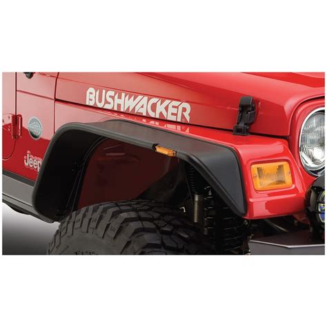 Bushwacker 10055 07 Black Jeep Flat Style Textured Finish Front Fender