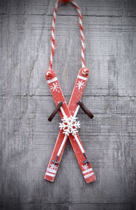 Wood Ski Ornamentpopsicle Stick Ski Ornament Christmas Ski Etsy In
