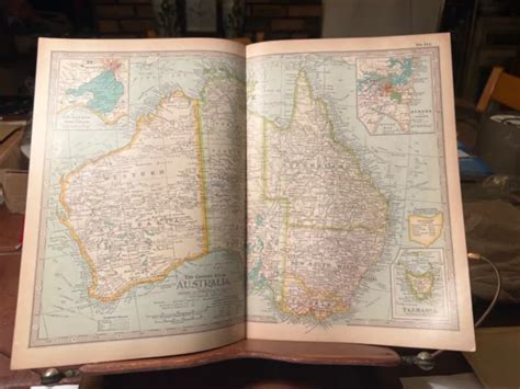 Original 1897 Color Map Australia New South Wales Queensland Tasmania