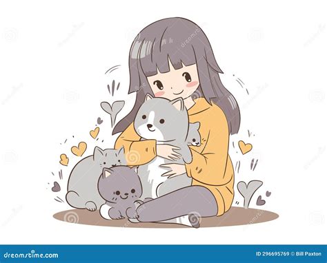 Embracing Love - a Tender Hug with the Furry Family Member Stock