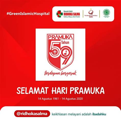Tetapi di indonesia, hari pramuka nasional awal kali diperingati pada 14 agustus 1961. Selamat Hari Pramuka ke-59 | | Rumah Sakit Ridhoka Salma Cikarang