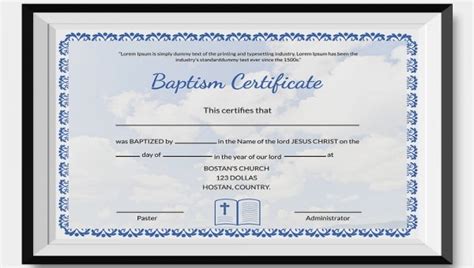 Christian Baptism Certificate Template 1 Templates Example