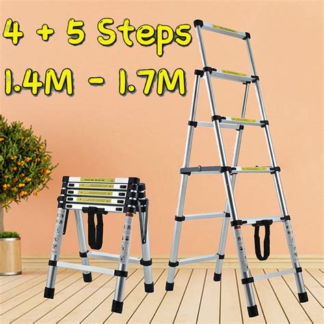 Bowoshen Aluminium Step Ladder 2 Ways Combination With Handrail 14m