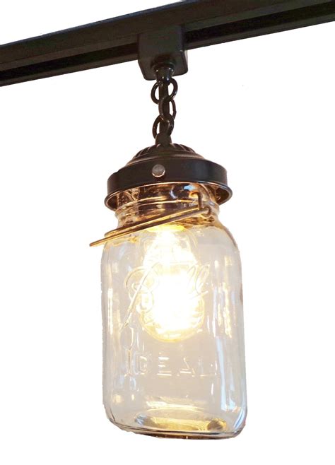 Rustic Mason Jar Track Light Chain Trio Of Vintage Quarts The Lamp Goods