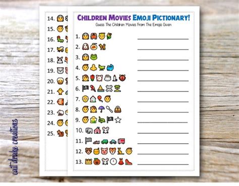 Emoji Pictionary Children Movies Party Game Office Party Etsy