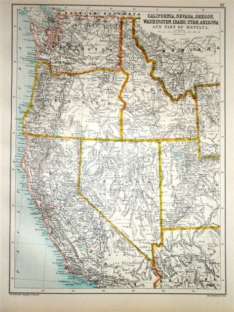 Maybe you would like to learn more about one of these? 1891 MAP ~ CALIFORNIA NEVADA OREGON WASHINGTON IDAHO UTAH ...