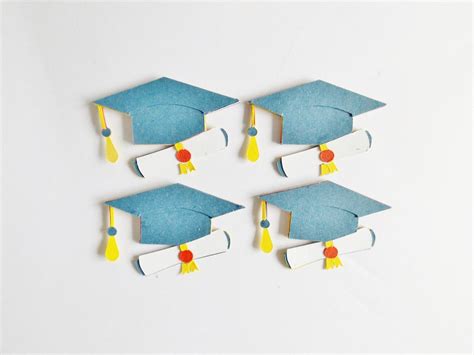 Graduation Mortar Boards Papercraft Embellishments Cap Scroll Etsy