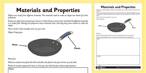 Materials And Properties Worksheet Worksheet Twinkl