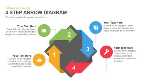 Four Step Arrow Diagram Powerpoint Keynote Template