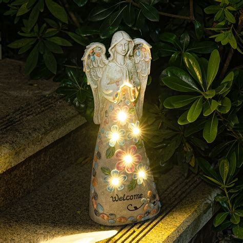 Arlmont And Co Outdoor Solar Decor Garden Angel Figurines With 6 Leds