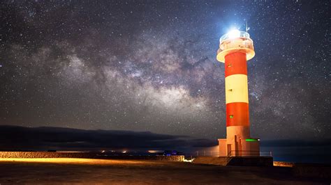 Lighthouse In Starry Sky Wallpaper Backiee