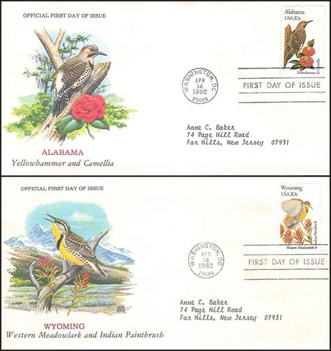 Maybe you would like to learn more about one of these? State Birds and Flowers ~ 50 First Day Covers ~ 1982