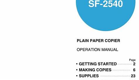 SHARP SF-2540 OPERATION MANUAL Pdf Download | ManualsLib
