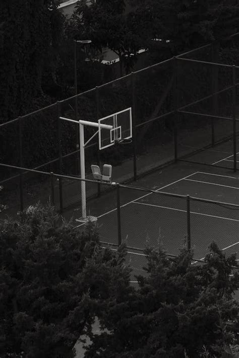 Black And White Photo Of A Basketball Court · Free Stock Photo