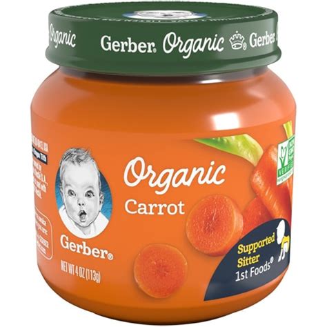 Gerber 1st Foods Organic Baby Food In Glass Jar Carrot 4 Oz Vitacost