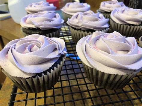 Chocolate Cupcakes Purple Buttercream Frosting A Touch Of Sprinkles