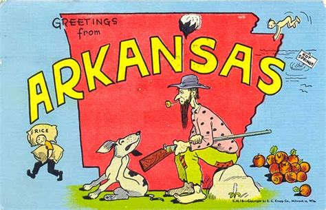 Postcardy The Postcard Explorer Map Arkansas Comic