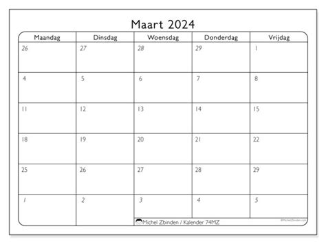 Kalender Maart 2024 74 Michel Zbinden Nl