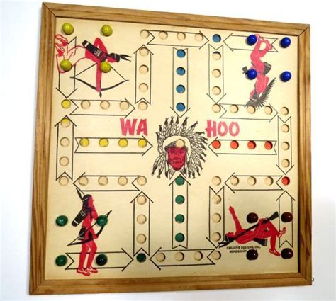 Original Wahoo Board Game Indian Chief Creative Designs 16 Marbles