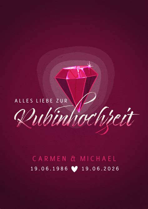 Das leben ist eine reise und die liebe. Glückwunschkarte zur Rubinhochzeit | Kaartje2go