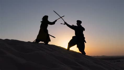 Sword Fighting At Sunset Two Stock Footage Video 100 Royalty Free