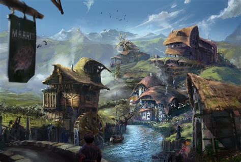 Fantasy Fishing Village And Town Centre For Indie Game Copyright