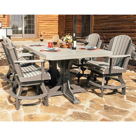 Tides Amish Outdoor Table Set With Swivel Chairs Cabinfield
