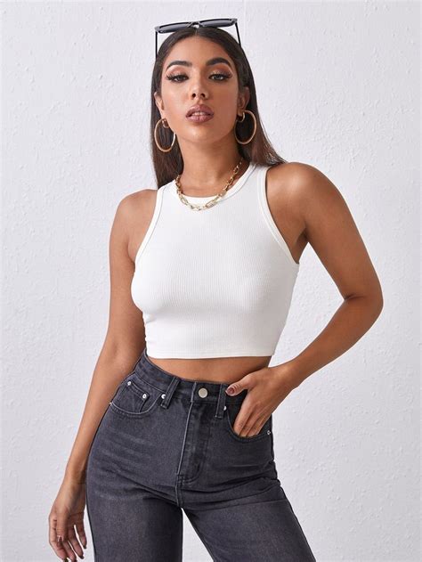 Ribbed Cropped Tank Top S Knitted Crop Tank Top Cropped Tank