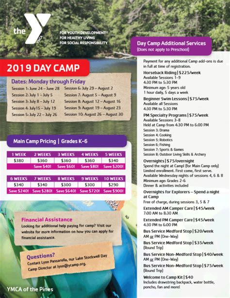 2019 Pricingdaycamp Ymca Of The Pines 1 Ymca Of The Pines